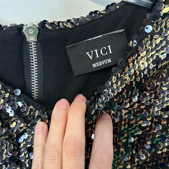 Vici top floor black gold sequin mini dress - Picture 4 of 7